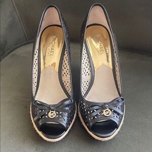 Michael Kors Black Espadrille Peep Toe Shoes